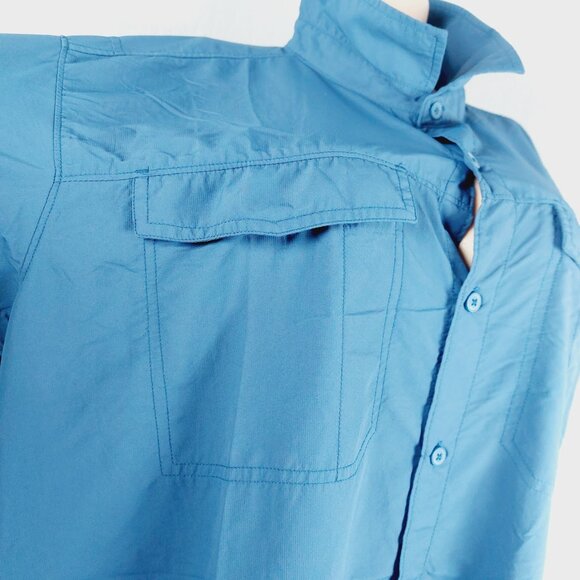 Columbia Women's Blue Omni-Shield Short Sleeve Button-Up Shirt Size 2XL - Picture 6 of 10